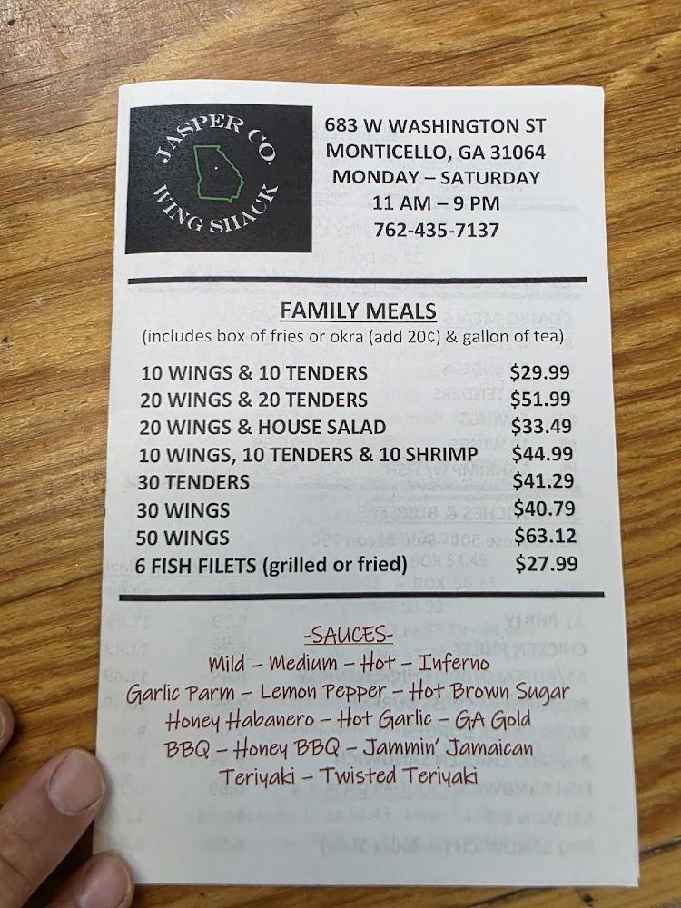Jasper County Wing Shack Menu image 4